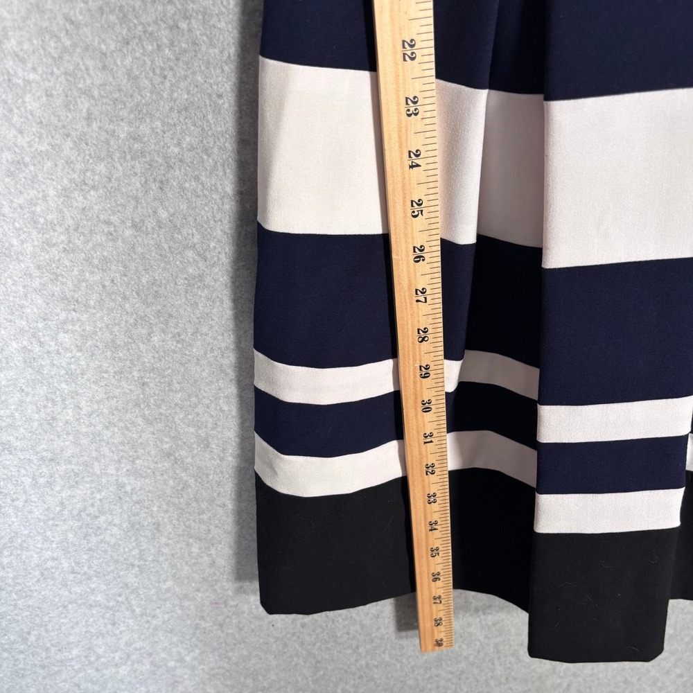 LRL Ralph‎ Lauren Pleated Dress 4 Navy White Black Striped Preppy Nautical - Picture 4 of 13